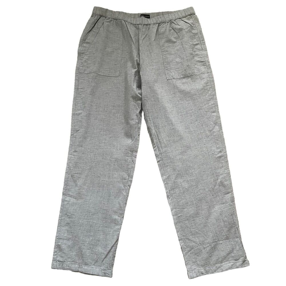 Prana Light Gray Wide Leg Linen-Blend Pants